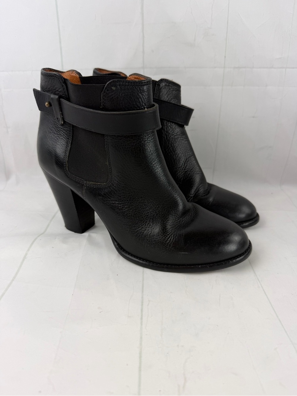 Madewell Black Leather Strapped Lonny Ankle Boots